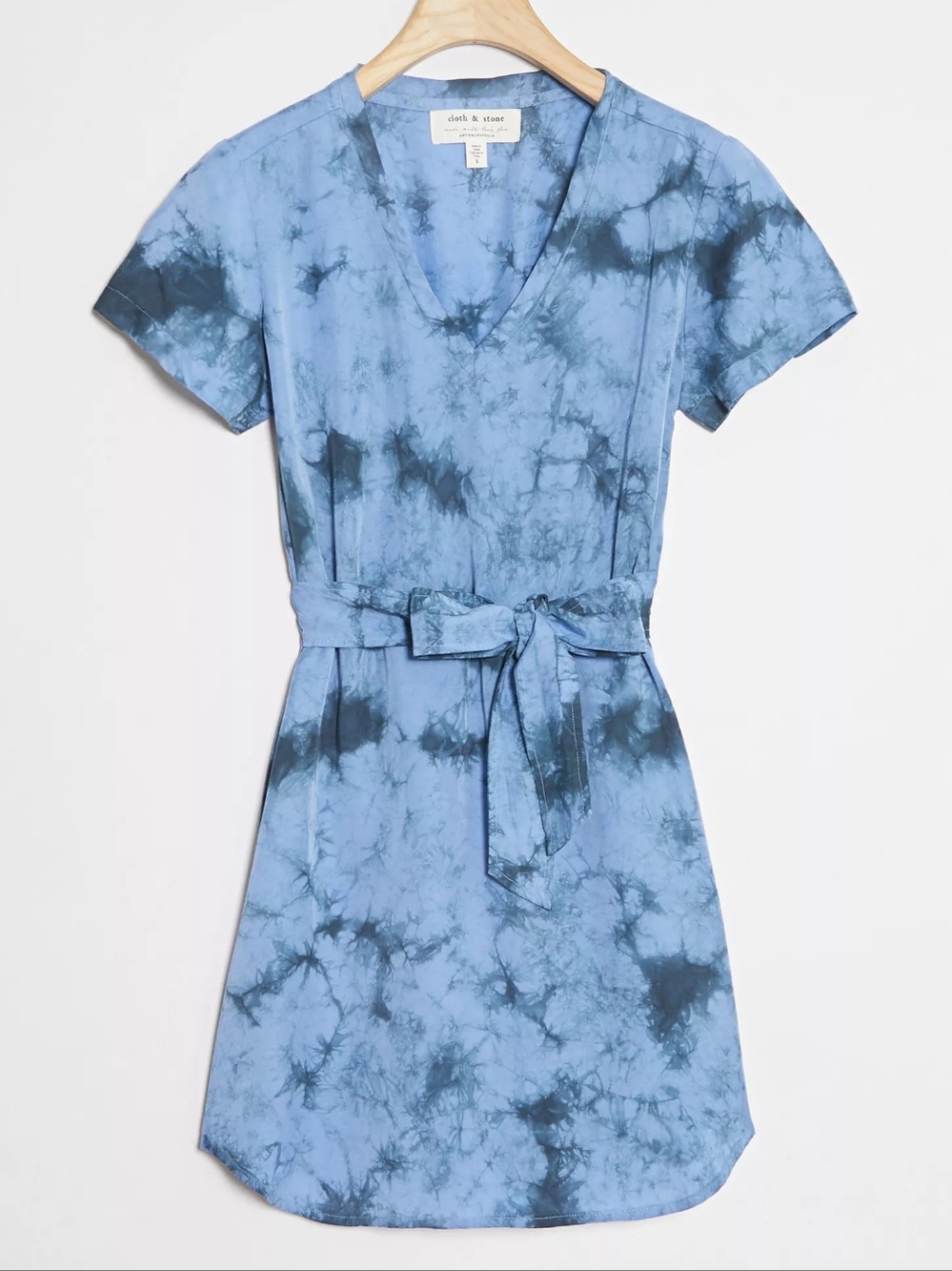 Cloth & Stone Blue Tie Dye Mini Dress Small Anthropologie Boho
